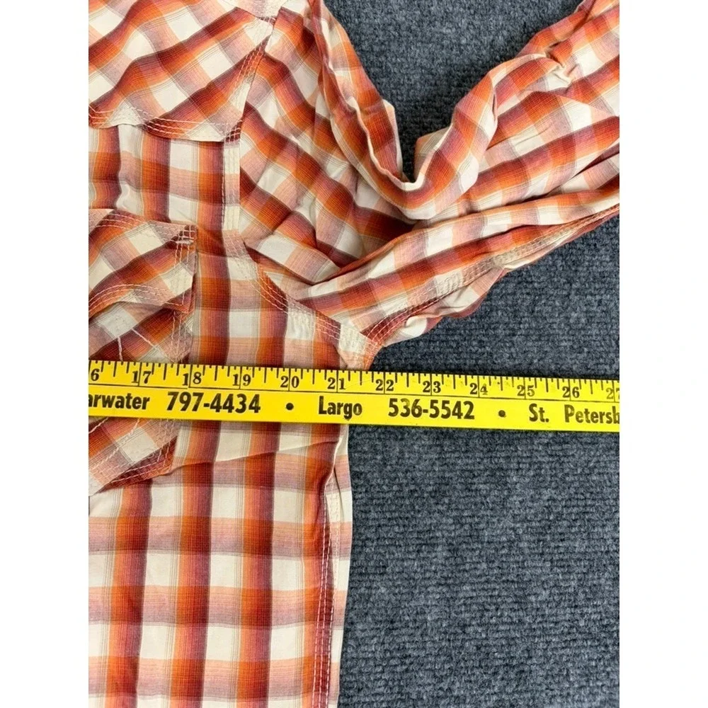 True Religion Button up Shirt Mens Multicolor‎ Plaid Pearl Snap Pockets Size L